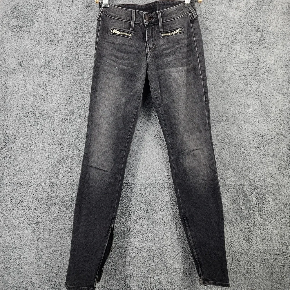True Religion Jeans Womens 26X30 Skinny‎ Low Rise Stretch Amanda Zip Hem Y2K USA